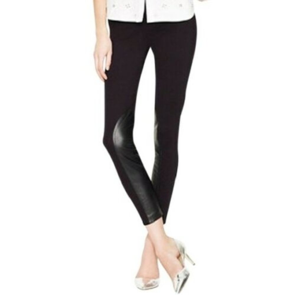 J. CREW Gigi Ponte Black Faux Leather Stretch Pant - Picture 1 of 6